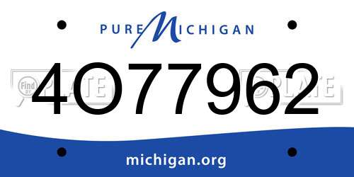 4O77962 Michigan License Plate