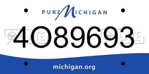 4O89693 Michigan License Plate