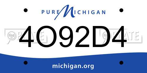 4O92D4 Michigan License Plate