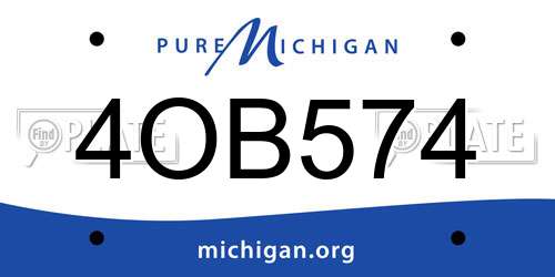 4OB574 Michigan License Plate