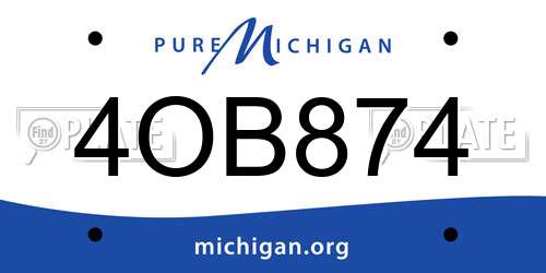 4OB874 Michigan License Plate