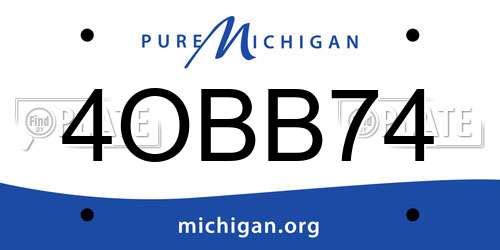4OBB74 Michigan License Plate