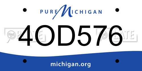 4OD576 Michigan License Plate