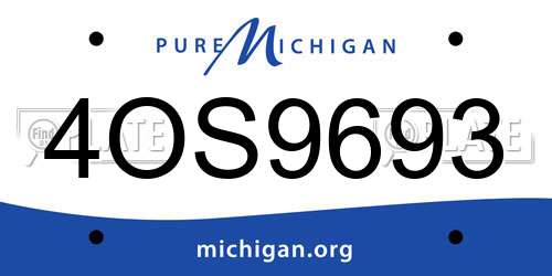4OS9693 Michigan License Plate
