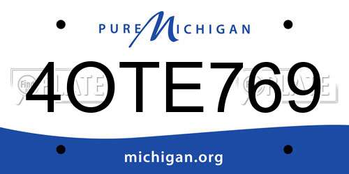 4OTE769 Michigan License Plate