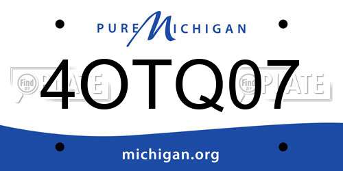 4OTQ07 Michigan License Plate