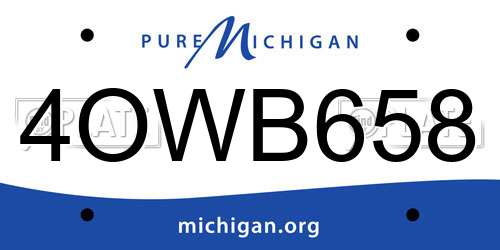 4OWB658 Michigan License Plate