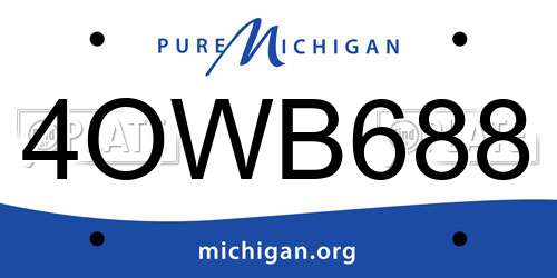 4OWB688 Michigan License Plate