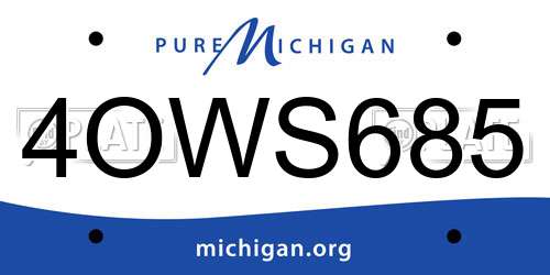 4OWS685 Michigan License Plate