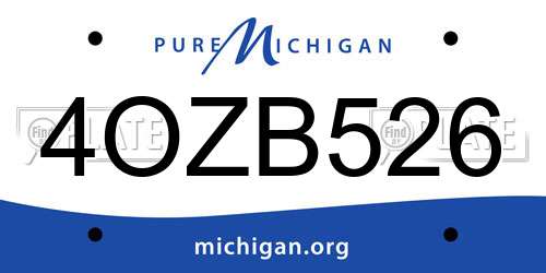 4OZB526 Michigan License Plate