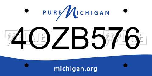 4OZB576 Michigan License Plate
