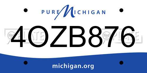 4OZB876 Michigan License Plate