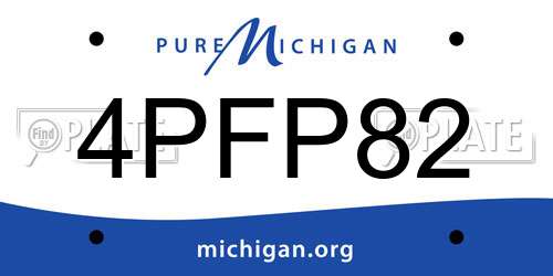 4PFP82 Michigan License Plate