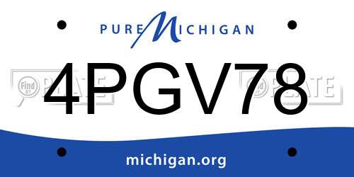 4PGV78 Michigan License Plate