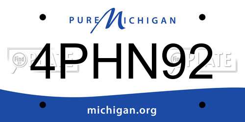 4PHN92 Michigan License Plate