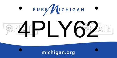 4PLY62 Michigan License Plate