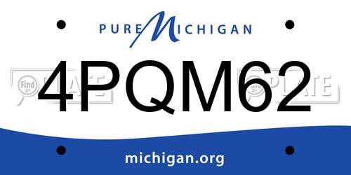 4PQM62 Michigan License Plate