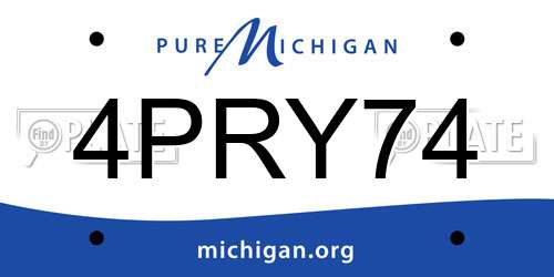 4PRY74 Michigan License Plate