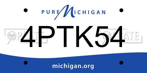 4PTK54 Michigan License Plate