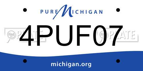 4PUF07 Michigan License Plate
