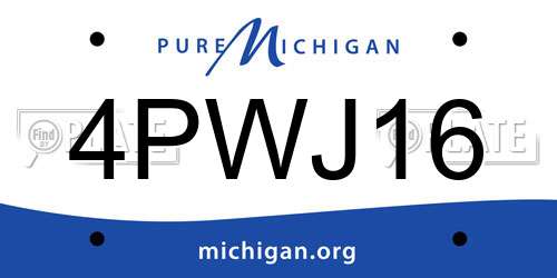 4PWJ16 Michigan License Plate