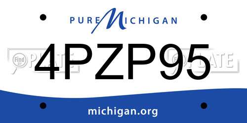 4PZP95 Michigan License Plate