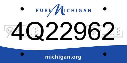 4Q22962 Michigan License Plate