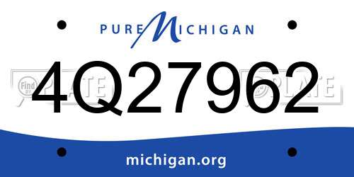 4Q27962 Michigan License Plate