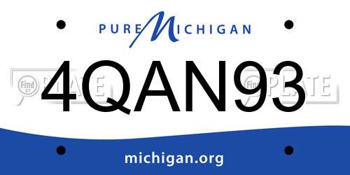 4QAN93 Michigan License Plate
