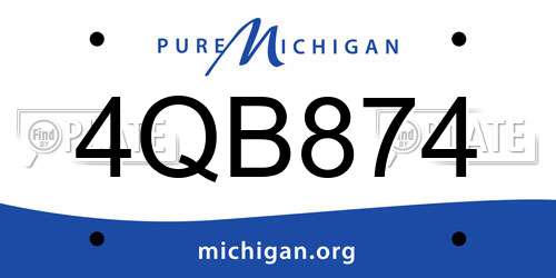 4QB874 Michigan License Plate