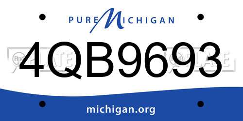 4QB9693 Michigan License Plate