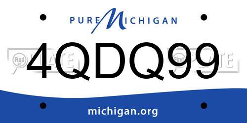 4QDQ99 Michigan License Plate