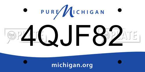4QJF82 Michigan License Plate