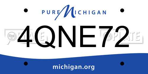 4QNE72 Michigan License Plate