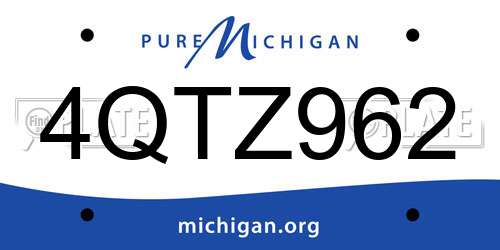 4QTZ962 Michigan License Plate