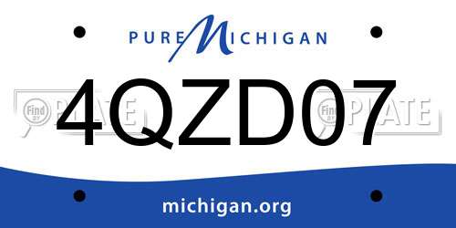 4QZD07 Michigan License Plate