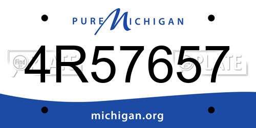 4R57657 Michigan License Plate