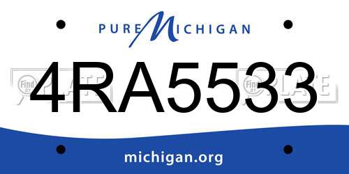 4RA5533 Michigan License Plate