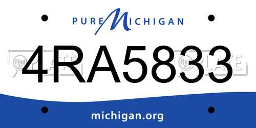 4RA5833 Michigan License Plate