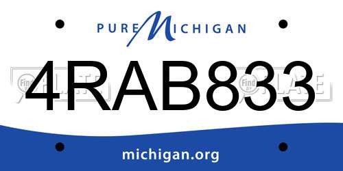 4RAB833 Michigan License Plate
