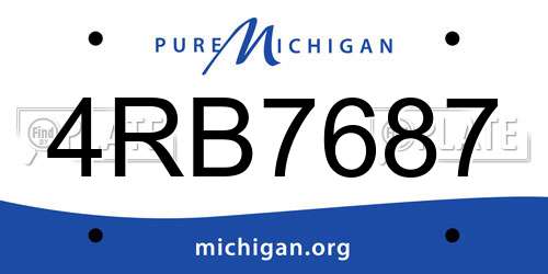 4RB7687 Michigan License Plate