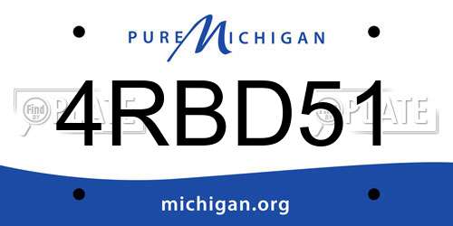 4RBD51 Michigan License Plate