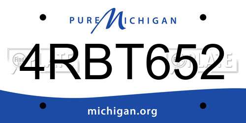 4RBT652 Michigan License Plate
