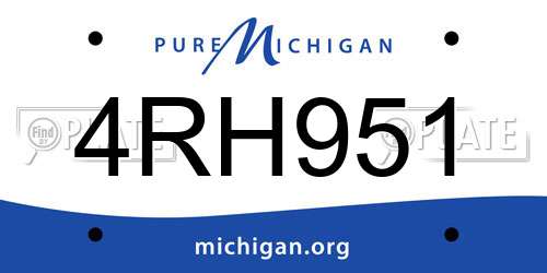 4RH951 Michigan License Plate