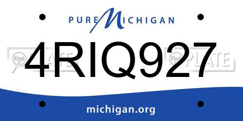 4RIQ927 Michigan License Plate