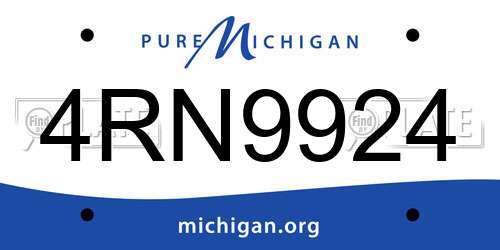 4RN9924 Michigan License Plate
