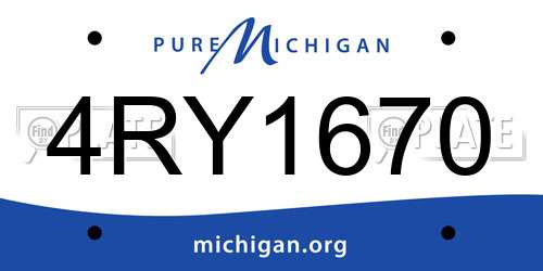 4RY1670 Michigan License Plate