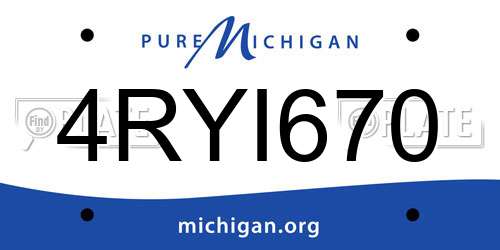 4RYI670 Michigan License Plate