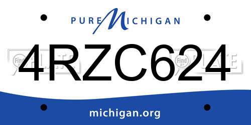 4RZC624 Michigan License Plate