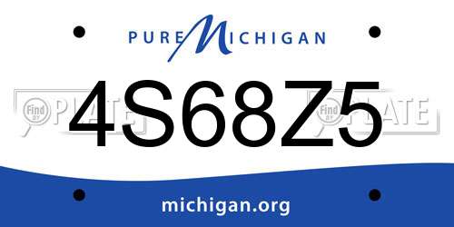 4S68Z5 Michigan License Plate
